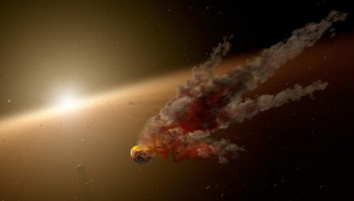Телескоп Spitzer запечатлел масштабный катаклизм, вызванный столкновением массивных космических тел