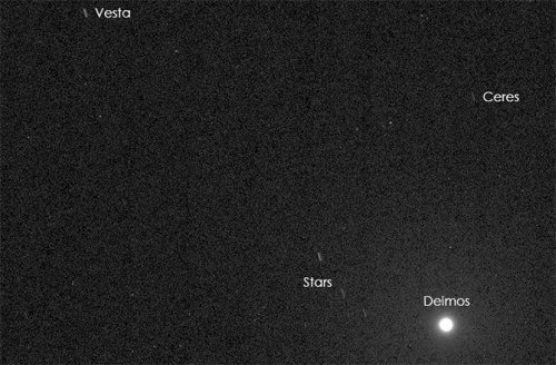 Снимок астероидов Церера и Веста, сделанный с поверхности Марса камерой марсохода Curiosity