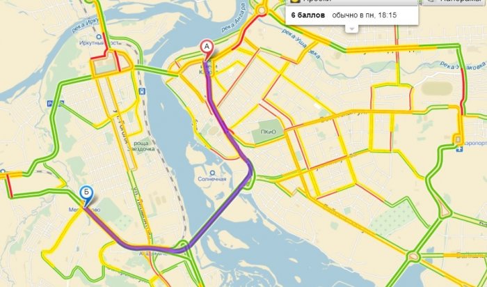В Иркутске самая длинная пробка за прошлую неделю достигла 7 километров