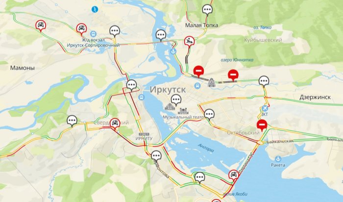 Девятибалльные пробки образовались в Иркутске 13 января