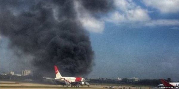 В аэропорту Флориды загорелся Boeing 767 с пассажирами на борту
