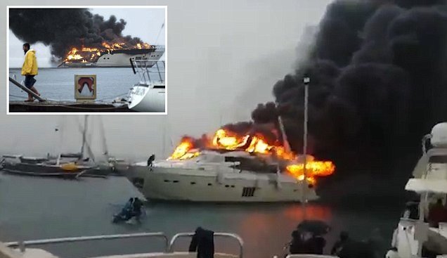 В турецком порту сгорела яхта российского бизнесмена за 5,7 миллиона долларов (видео)