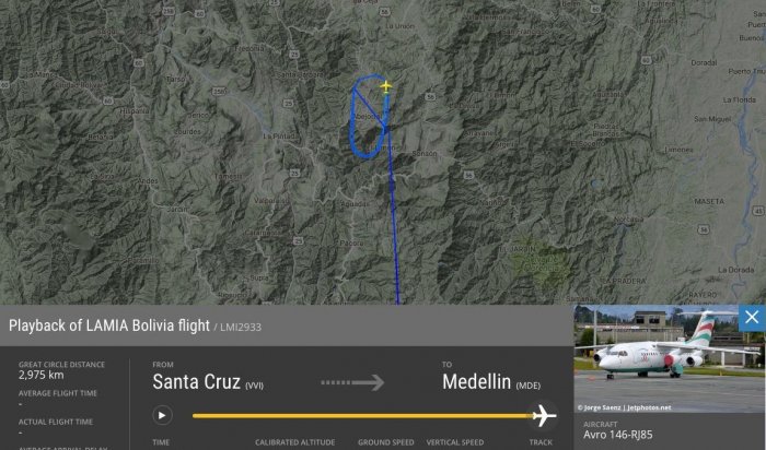 В Колумбии разбился самолет с бразильской футбольной командой