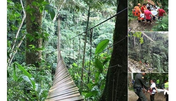 При обрушении висячего моста в Колумбии погибли люди