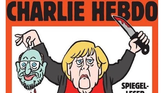 Charlie Hebdo поместил на обложку Меркель с отрезанной головой Шульца‍