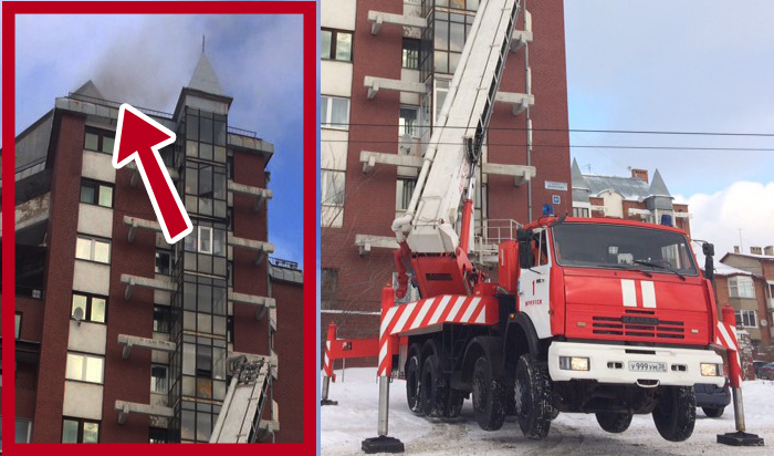 На пожаре в подъезде девятиэтажки на улице Безбокова в Иркутске спасли 16 человек (Видео)