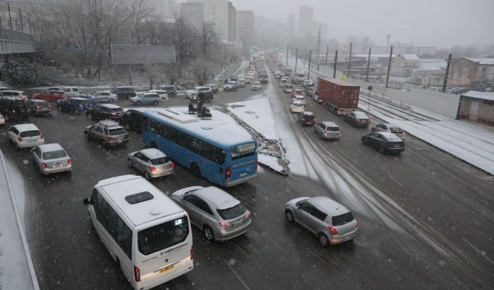 Во Владивостоке прошёл ледяной дождь (Видео)