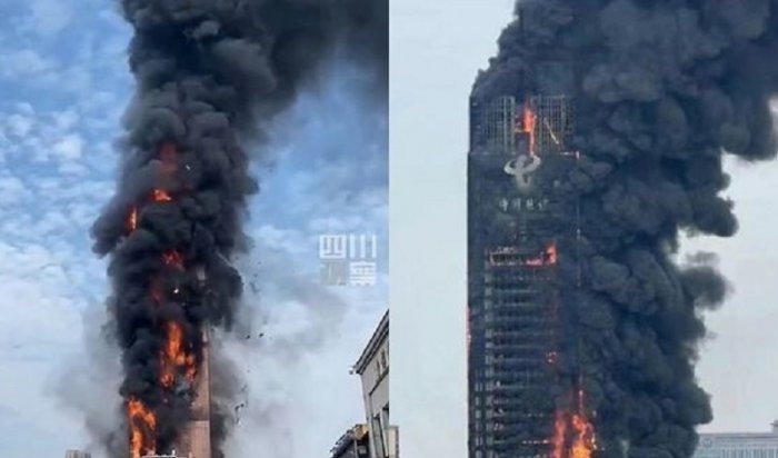 В Китае загорелся 200-метровый небоскреб