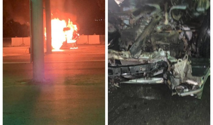 В Бурятии мужчина едва не сгорел в машине во время ДТП (Видео)