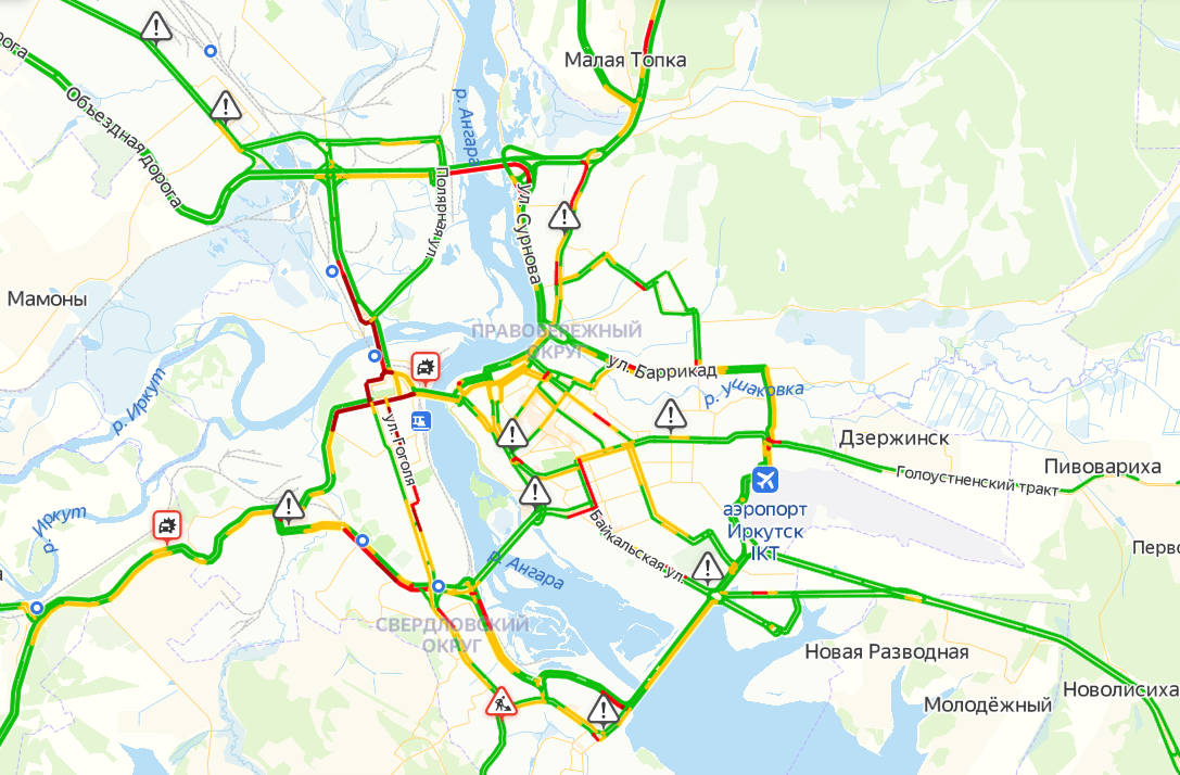 Пробки иркутск карта онлайн